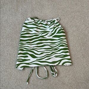 Bershka Green and White Zebra Print Shirt